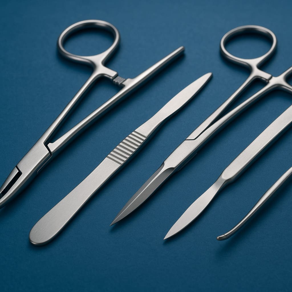 Precision Surgical Instruments – Stainless Steel Scalpels, Forceps, and Clamps